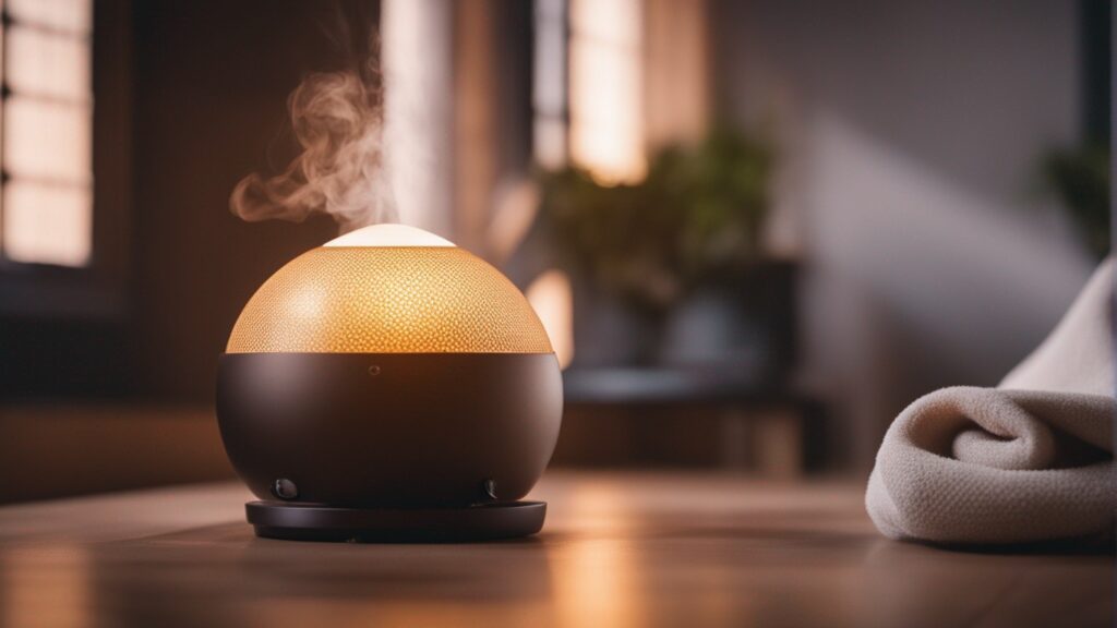 oil diffuser in a yoga studio